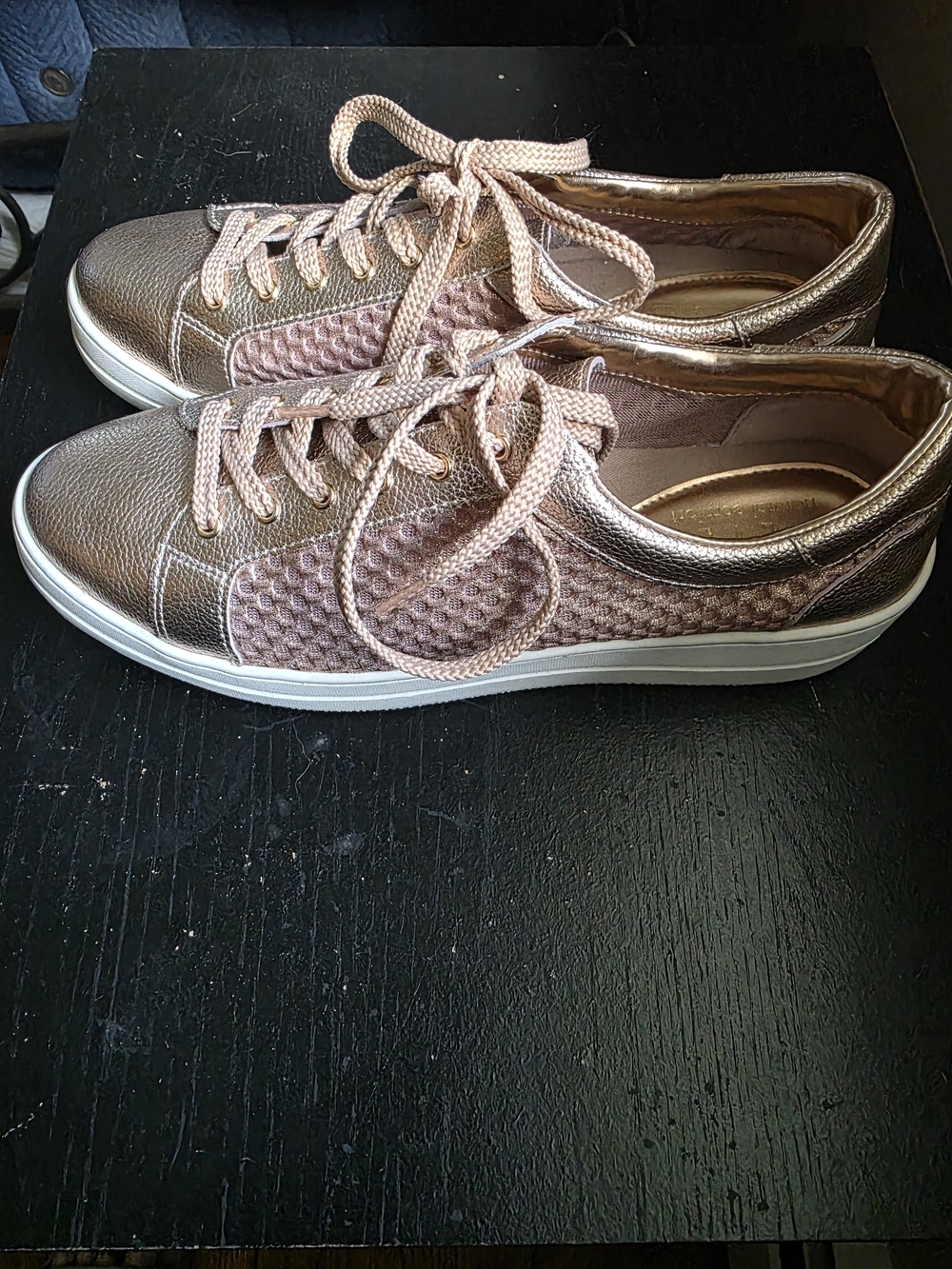 Steve Madden Rose Gold Knit-Panel Sneakers